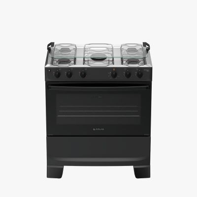 Fogão 5 Bocas Atlas Mônaco Plus NEW Acend. Automático com Mesa Inox Preto Bivolt