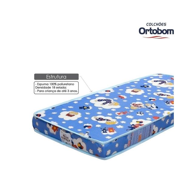 Colchão de Berço Espuma D18 130x70x10 Ortobom Baby Physical 