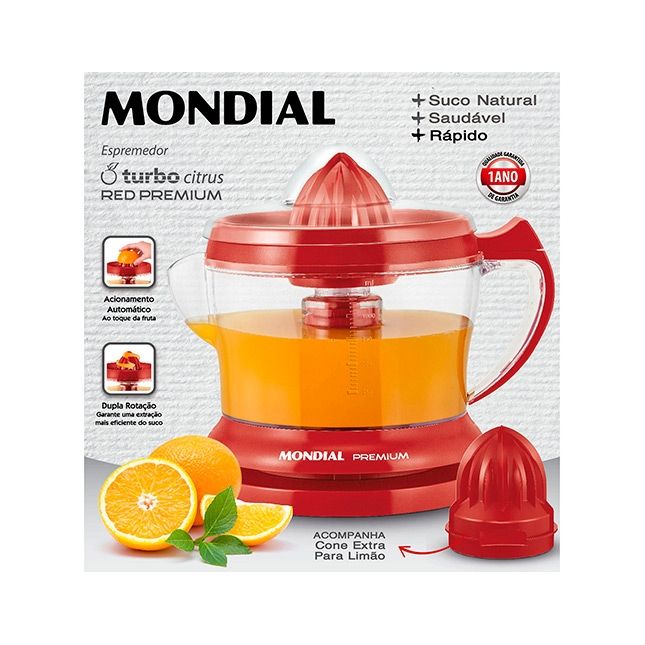 Espremedor de frutas E-23 Red Mondial Premium 60hz 110v