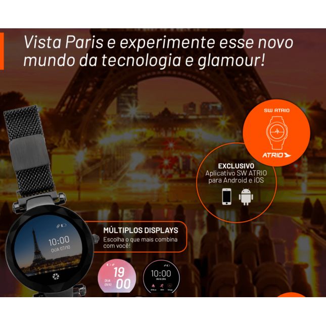 Relógio Smartwatch Paris preto  ES267 Atrio - Multilaser