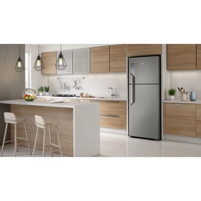 Geladeira Electrolux 431L TF55S com Prateleira Reversível Platinum/Inox 110v