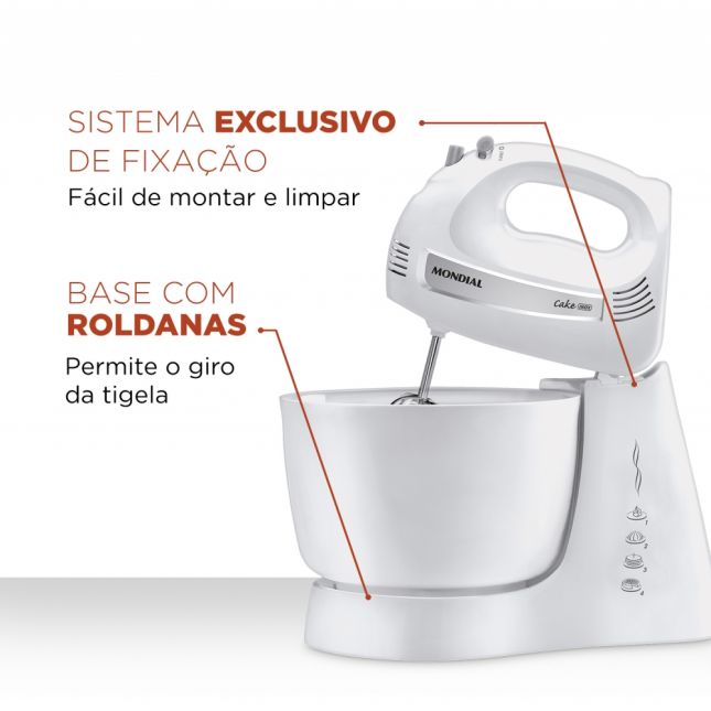 Batedeira Mondial B50 4L Branco 4 Velocidades e Turbo 500W 110v