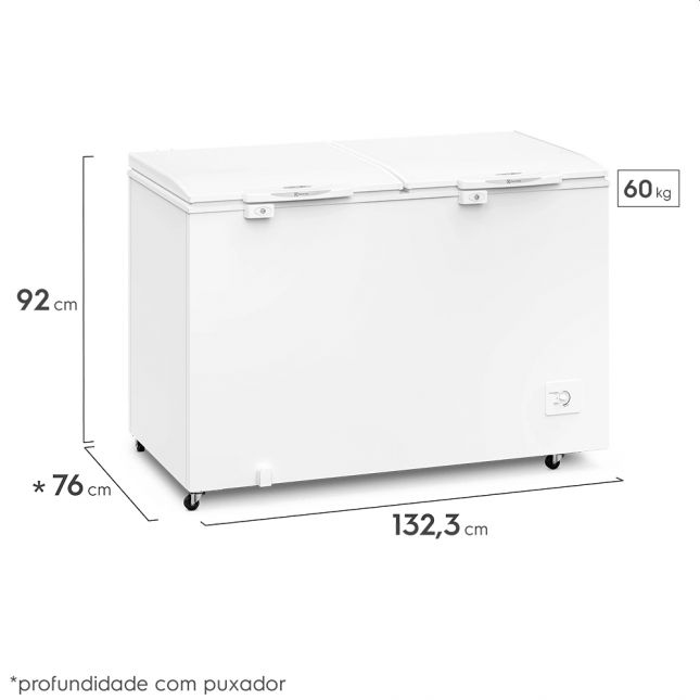 Freezer Horizontal 400L 2 portas Electrolux H440 Branco 110v