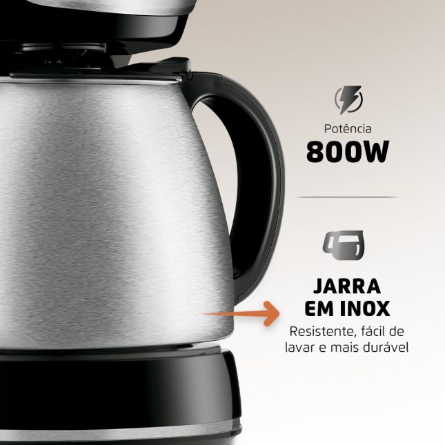 Cafeteira Elétrica Mondial Dolce Arome Inox 30 Xícaras Preto/Inox 800W 110V 