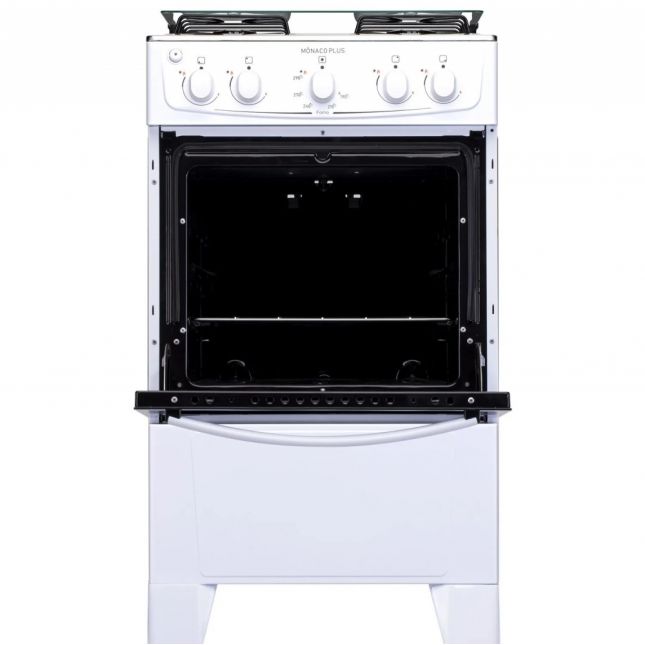 Fogão 4 Bocas Atlas Mônaco Plus Acend. Automático Branco Mesa Inox Bivolt