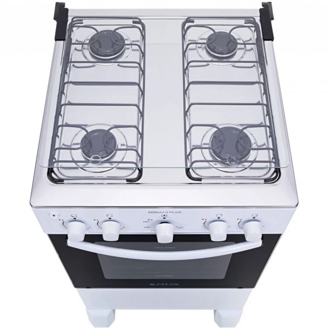 Fogão 4 Bocas Atlas Mônaco Plus Acend. Automático Branco Mesa Inox Bivolt