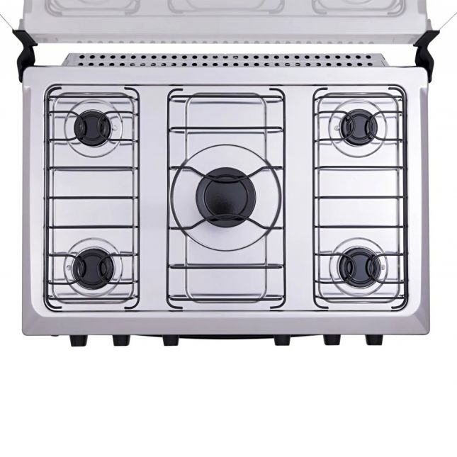 Fogão 5 Bocas Atlas Mônaco Plus Acend. Automático Preto com Mesa Inox Bivolt 