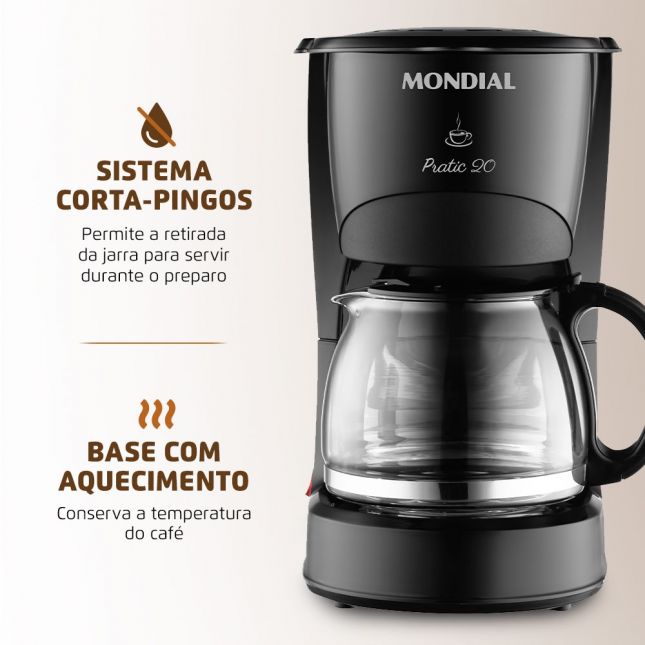 Cafeteira Elétrica Mondial Pratic  Preta Cn-01-20x 600w 110v