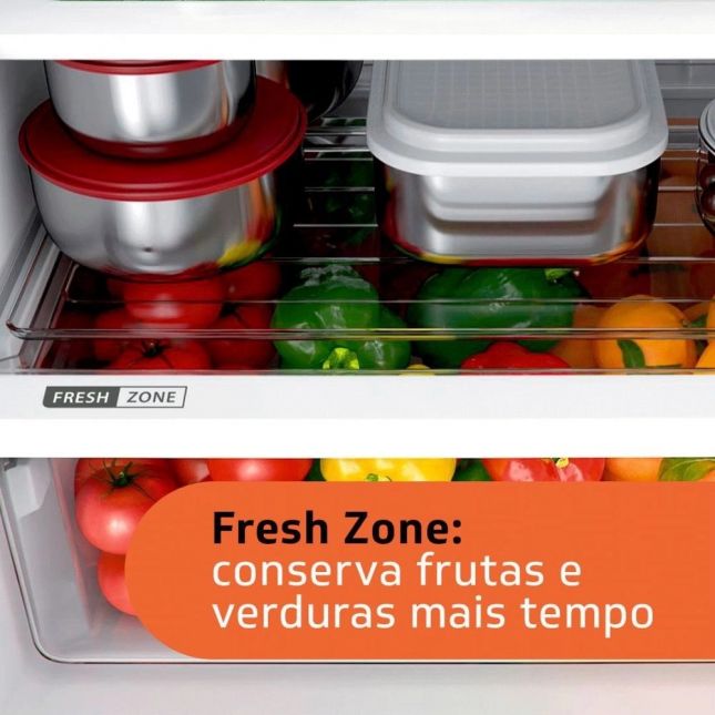 Geladeira Brastemp 375L BRM44HK Frost Free Duplex Fresh Zone Inox 110v