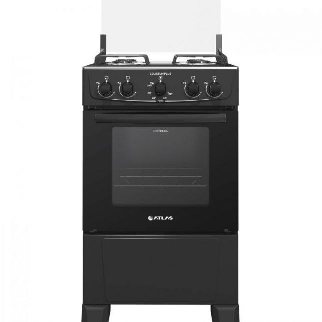 Fogão Atlas Coliseum Plus 4 Bocas Acendimento Manual Mesa de Inox Forno 50L