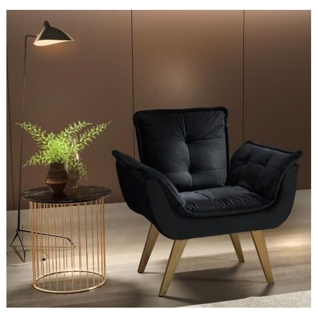 Poltrona 1 Lugar Decorativa Luna Preto Innove Estofados