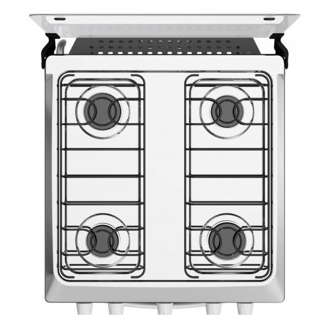 Fogão Atlas 4 Bocas Coliseum Plus com Mesa de Inox Forno Amplo Visor e Acendimento Manual  Branco