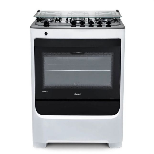 Fogão Consul 5 Bocas CFS5NAB com Mesa de Inox e Acendimento Automático Bivolt - Branco