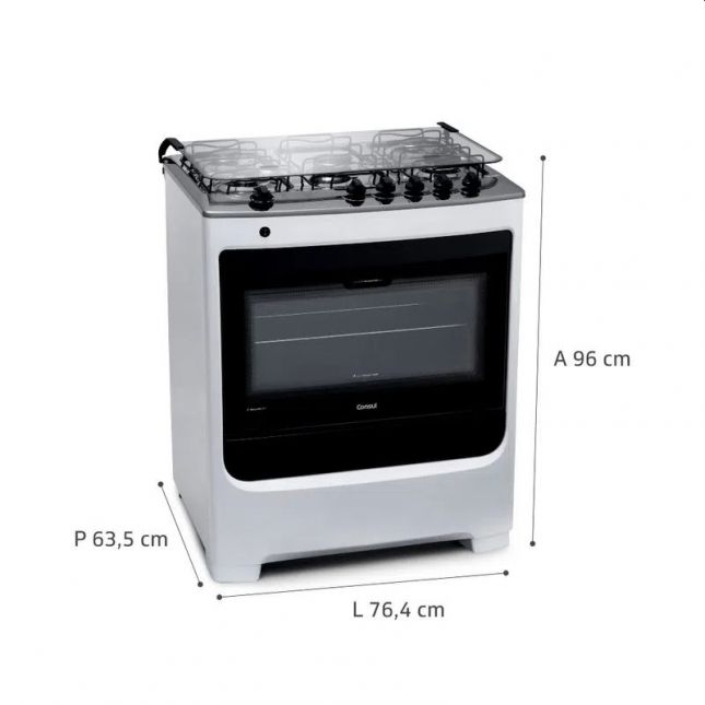 Fogão 5 Bocas Consul Acend. Automático Branco com Mesa de Inox Bivolt