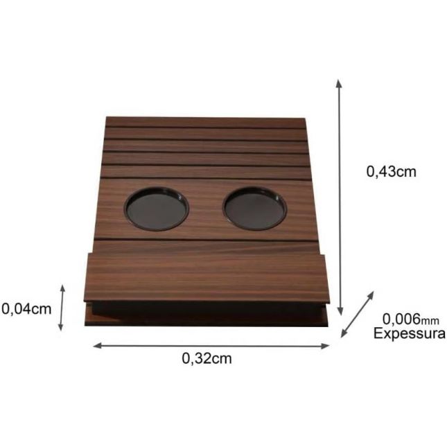 Bandeja para Braço de Sofá Cor Mel com porta controle e porta copos
