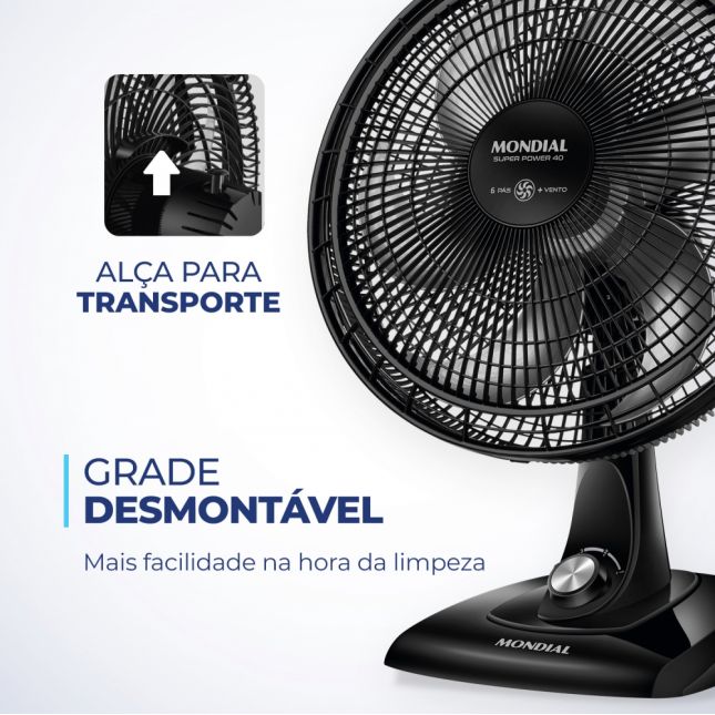 Ventilador de Mesa Mondial Vsp-40-b 40cm 140W Super Power 110v