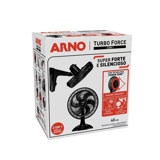 Ventilador de Mesa Arno Turbo Force 2 Em 1 VF42 40cm  126W Preto 110v