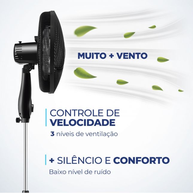Ventilador de Coluna Mondial VSP-40C-B 40cm 140w 6 pás Super Power 110V