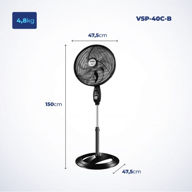 Ventilador Coluna Mondial  40cm 6 pás Super Power - VSP-40C-B  140w 110V