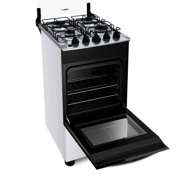 Fogão Brastemp 4 Bocas Automático Mesa em Aço Inox Forno 61L BFO4NBB Branco Bivolt