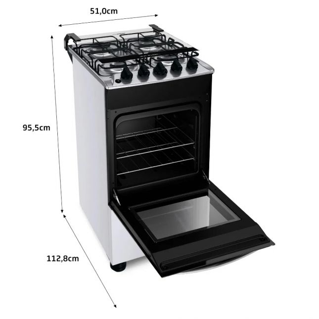 Fogão 4 Bocas Brastemp Acend. Automático Branco com Mesa Inox Bivolt