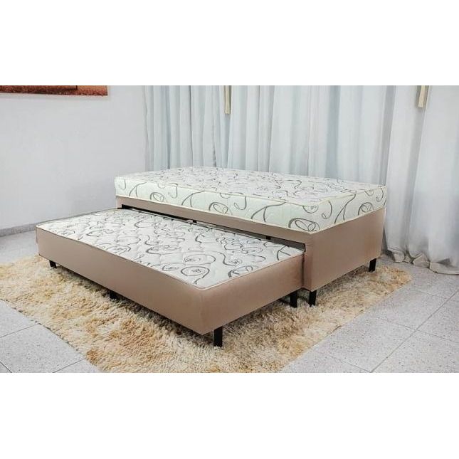Colchobox Ortopédico Solteiro c/ cama Auxiliar Sonho Bom Bege 088x188x60 Nosso Sonho