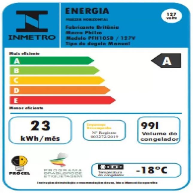 Freezer Horizontal Philco 2 em 1 PFH105B 99L Branco 110v