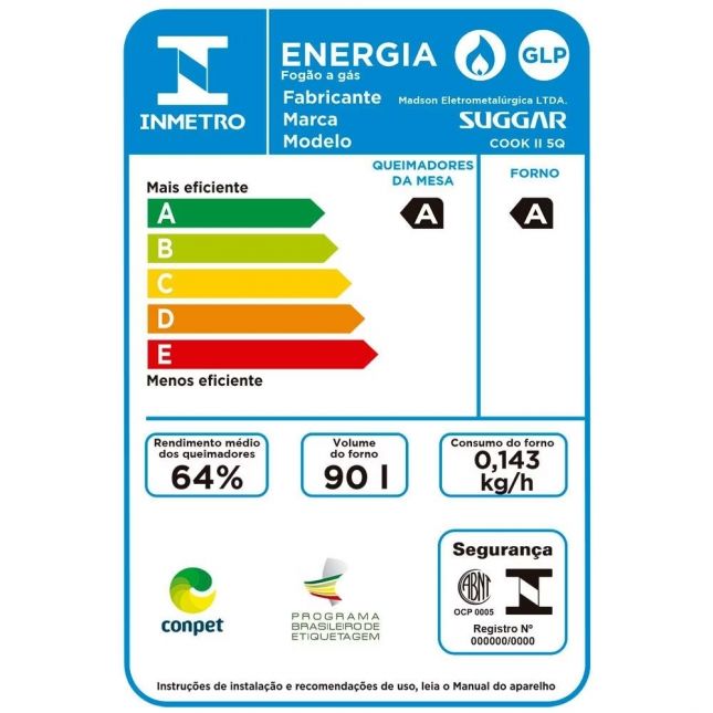 Fogão Suggar 5 Bocas Neo Max FGV503 Mesa de Vidro Acendimento Automático  Preto Bivolt