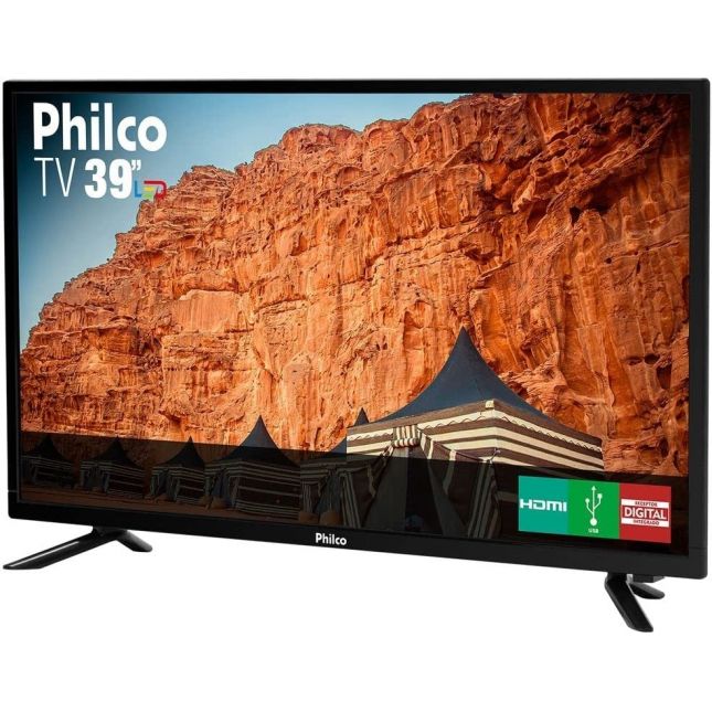 TV 39 Philco  Conversor Digital LED HD PTV39N87D 3xHDMI 1xUSB preto Surround 