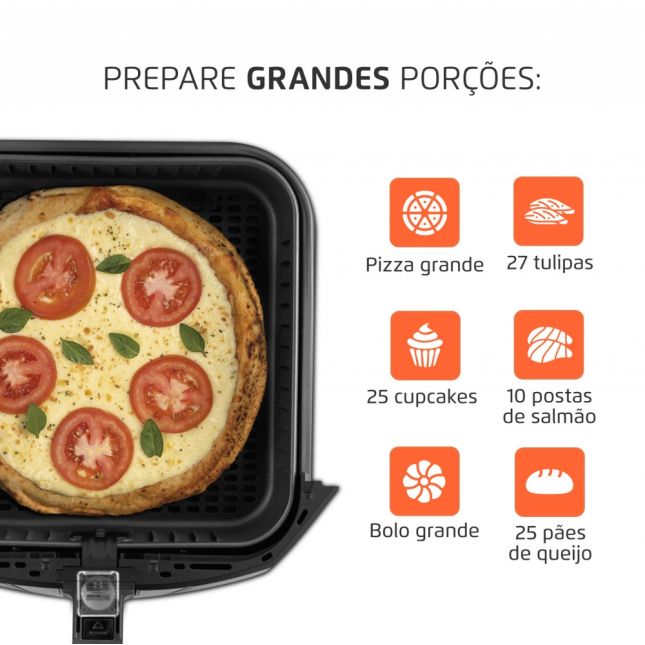 Air Fryer Fritadeira Elétrica Mondial 8l Preta - Afn-80 1900w 110v