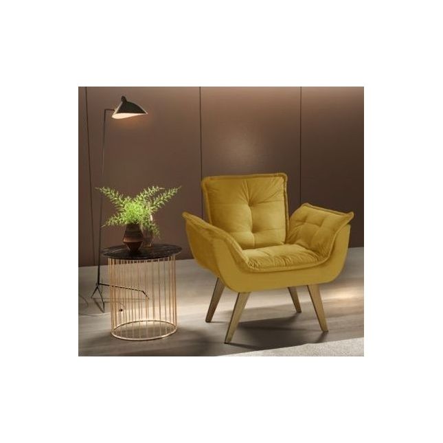 Poltrona 1 Lugar Decorativa Luna Amarelo Innove Estofados