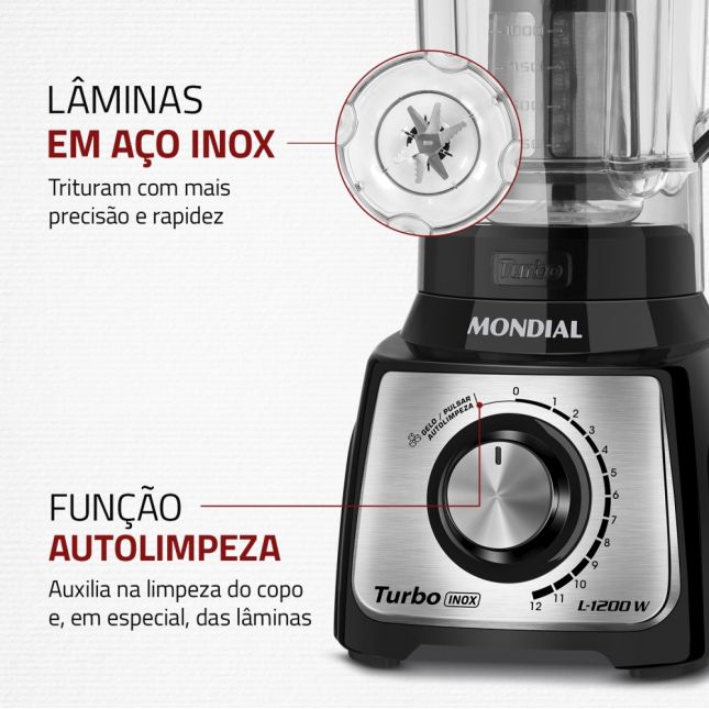 Liquidificador Mondial Turbo Inox L-1200bi 1200w 110v 