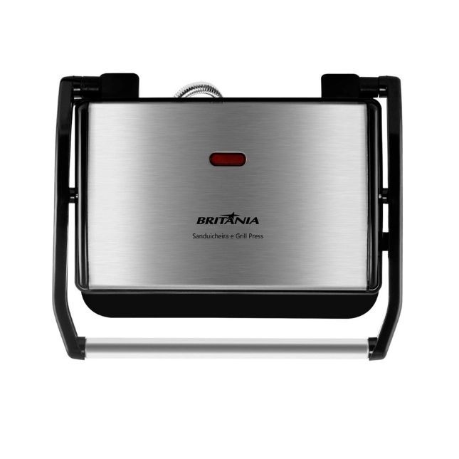 Grill e Sanduicheira Britânia Press Antiaderente Chapa Ondulada E Lisa 850w 110v