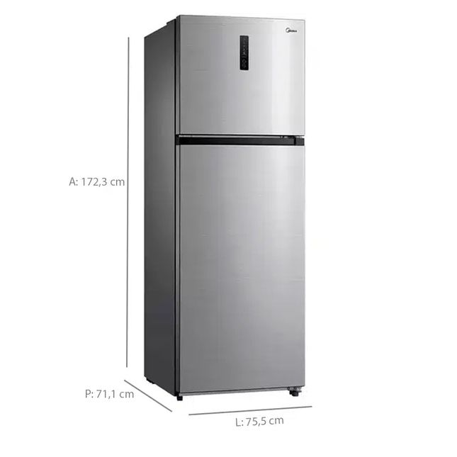 Refrigerador Midea 411L Frost Free Duplex Super Cool MD-RT580MTA46 Inox 110 v