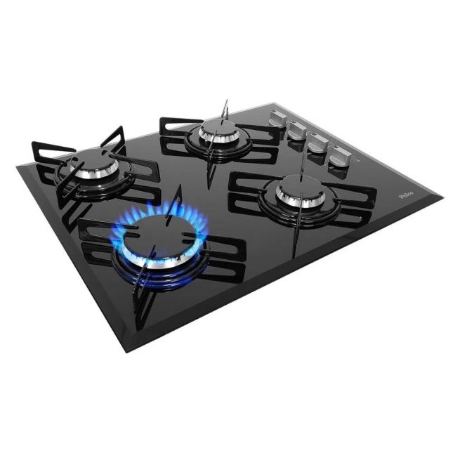 Cooktop 4 Bocas Philco a Gás Chef 4 Acendimento Automático Preto Bivolt