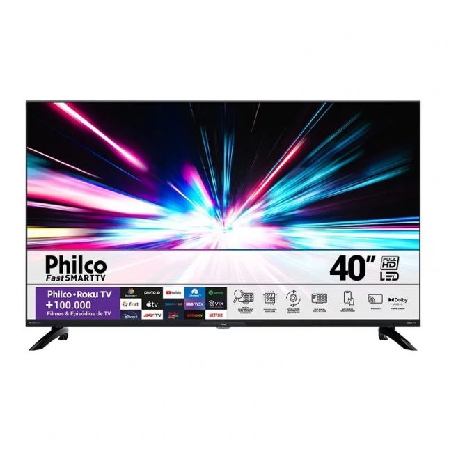 TV  40 Philco LED Smart FHD Led PTV40G7ER2CPBLF Roku TV Dolby Áudio