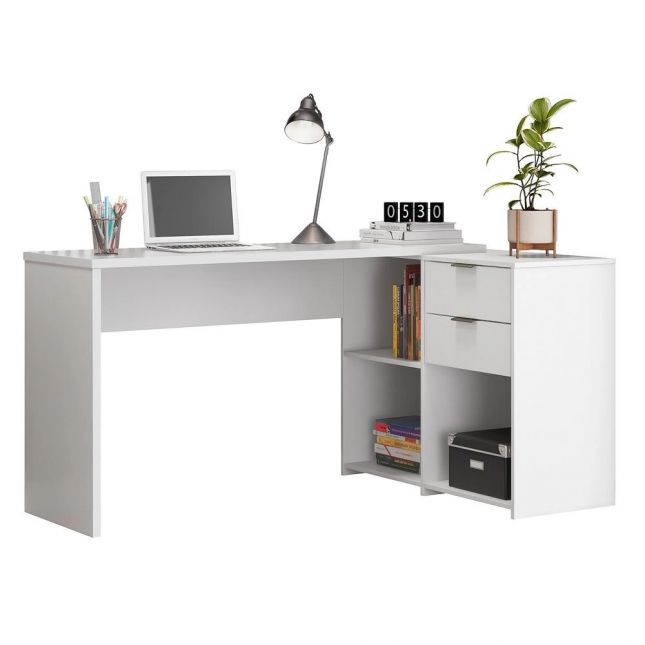 Mesa de Computador Office com tampo giratório 2 gavetas NT2060 Branco