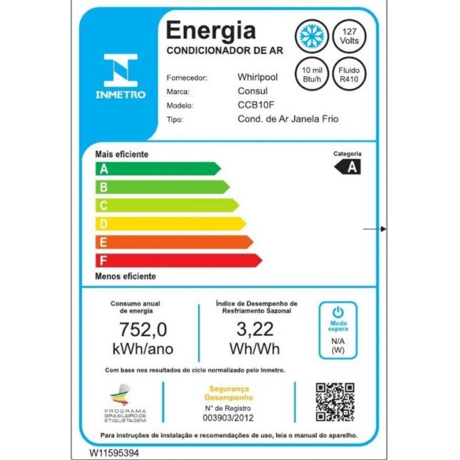 Ar Condicionado Janela Manual 10.000 BTUs Consul Frio Branco CCB10FB 110 Volts
