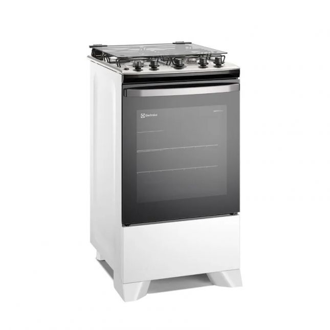 Fogão 4 bocas Electrolux Branco Efficient com Mesa Inox PerfectCook e VaporBake FE4IB Bivolt