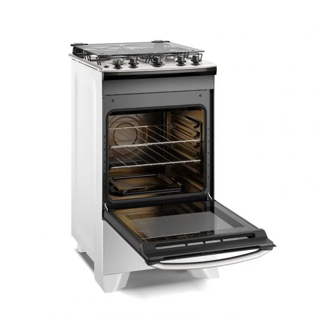 Fogão 4 bocas Electrolux Branco Efficient com Mesa Inox PerfectCook e VaporBake FE4IB Bivolt