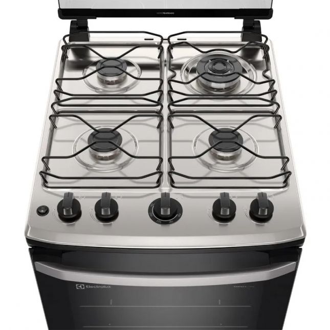 Fogão 4 bocas Electrolux Branco Efficient com Mesa Inox PerfectCook e VaporBake FE4IB Bivolt