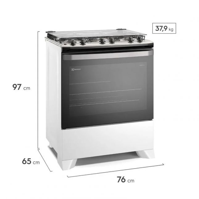 Fogão 5 bocas Electrolux Efficient Acend. Automático Branco Mesa de Inox Bivolt