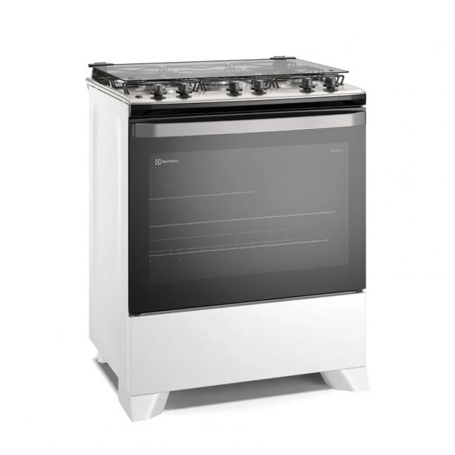 Fogão 5 bocas Electrolux Efficient Acend. Automático Branco Mesa de Inox Bivolt