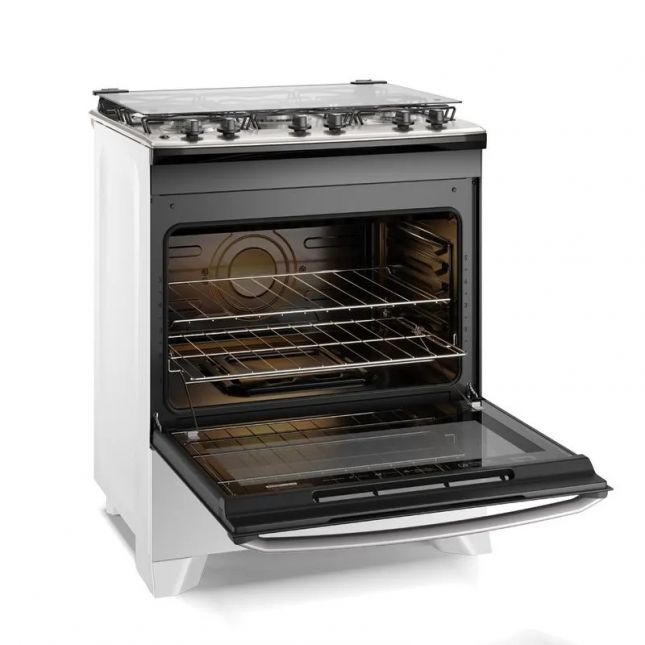 Fogão 5 bocas Electrolux Efficient Acend. Automático Branco Mesa de Inox Bivolt