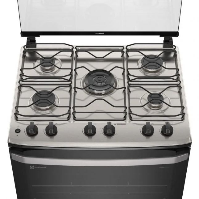 Fogão 5 bocas Electrolux Efficient Acend. Automático Branco Mesa de Inox Bivolt