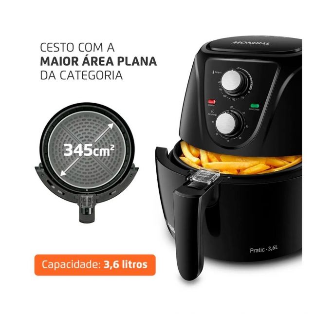 Air Fryer Fritadeira Elétrica Mondial Pratic 3,6 Litros 1500W 110V