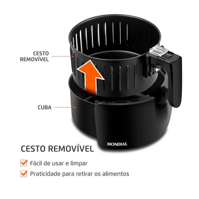 Air Fryer Fritadeira Elétrica Mondial Pratic 3,6 Litros 1500W 110V