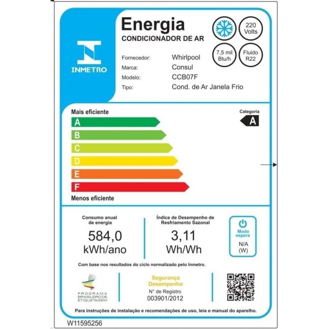 Ar Condicionado Janela 7.500 BTUs Manual Consul CCB07FBANA Frio Branco  110V