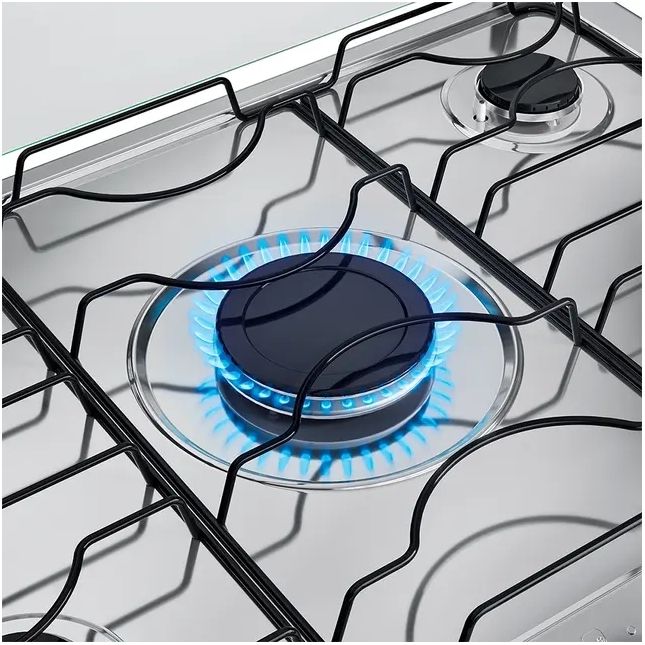 Fogão Atlas 5 Bocas Preto com Mesa Inox Mônaco Top Bivolt