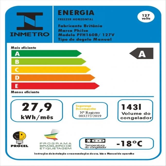 Freezer Horizontal 143L 2 em 1 Philco PFH160B Branco 110v